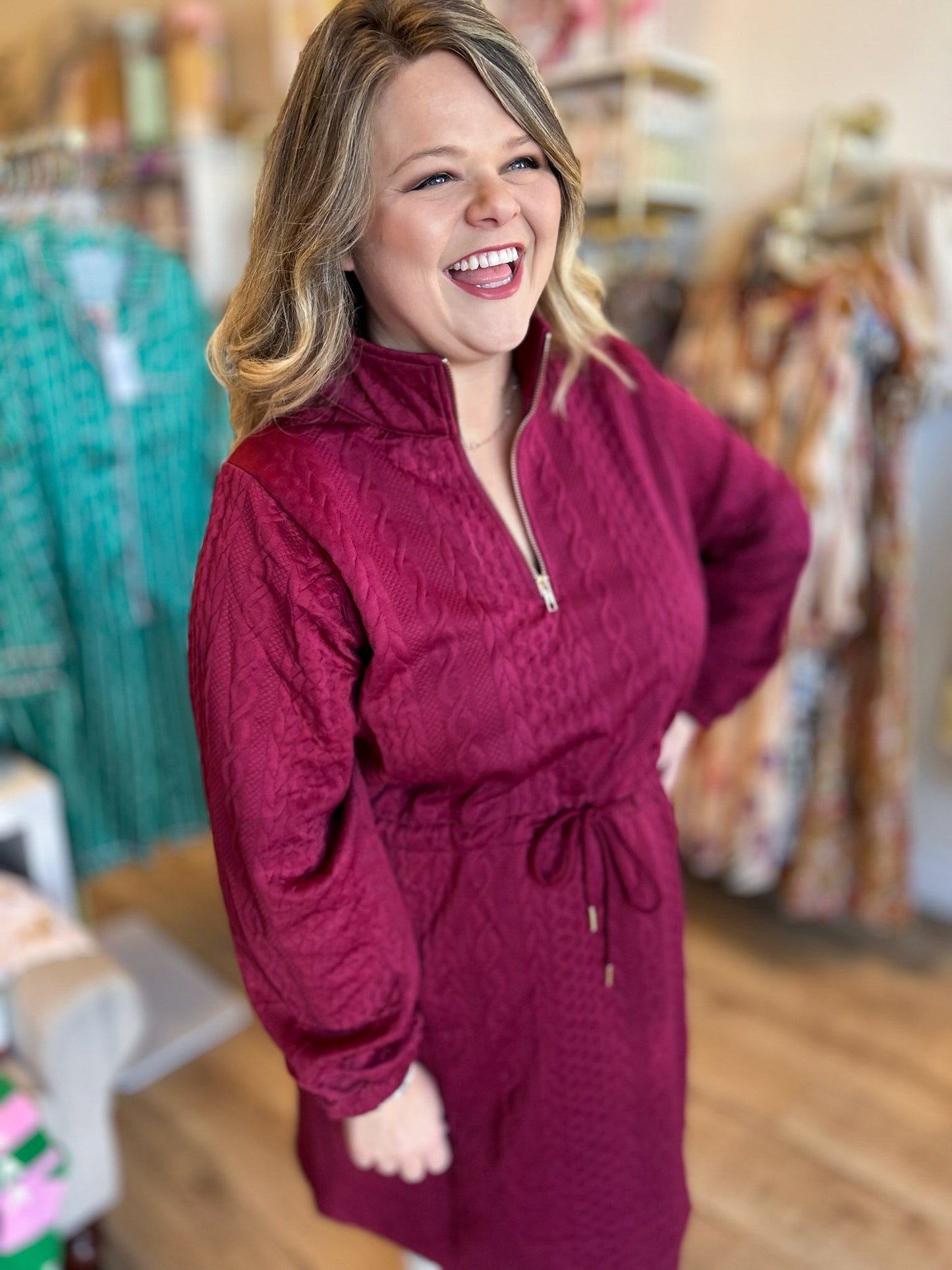 Holly Berry Curvy Zipper Dress