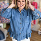 Hometown Honey Plus-Size Denim Ruffle Top