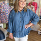Hometown Honey Plus-Size Denim Ruffle Top