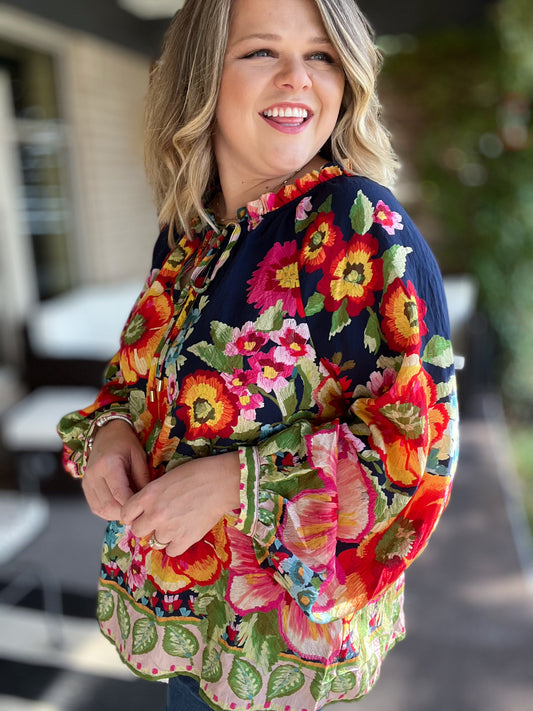 In Fall Bloom Plus-Size Floral Top