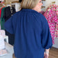 Indigo Grace Curvy Navy V-Neck Top