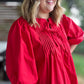RESTOCKED! Innocent as a Rose Plus-Size Red Pleated Top