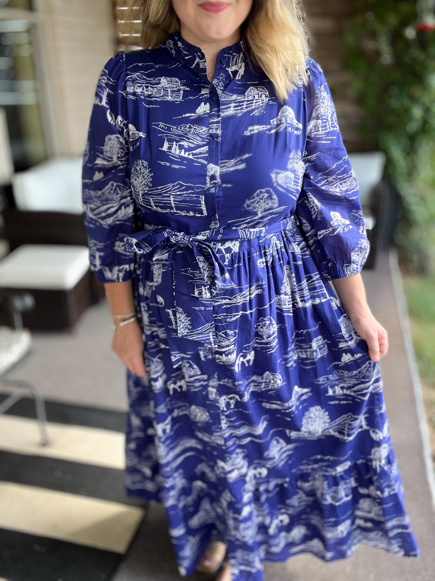 It Takes a Village Plus-Size Toile Maxi Dress