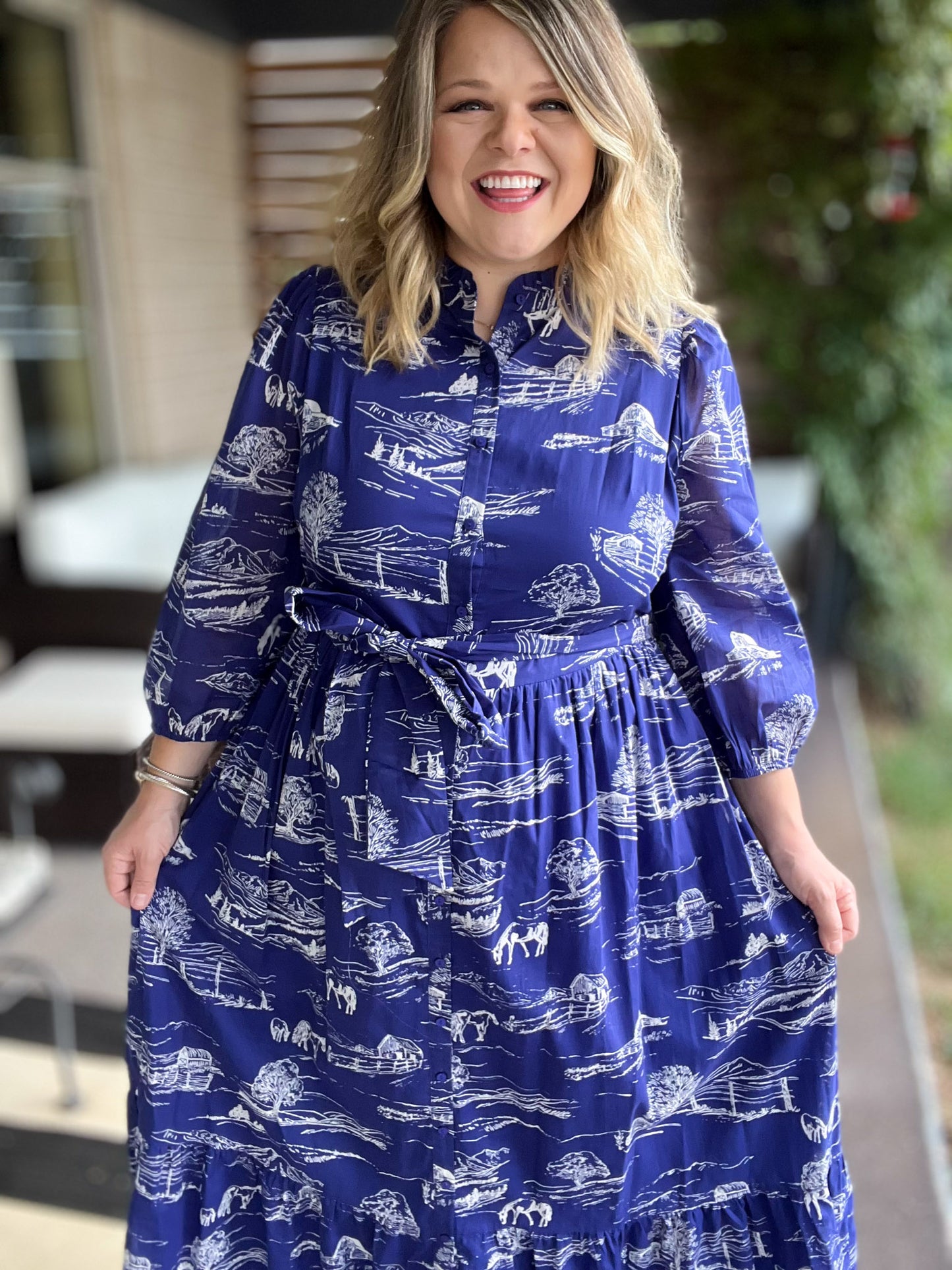 It Takes a Village Plus-Size Toile Maxi Dress