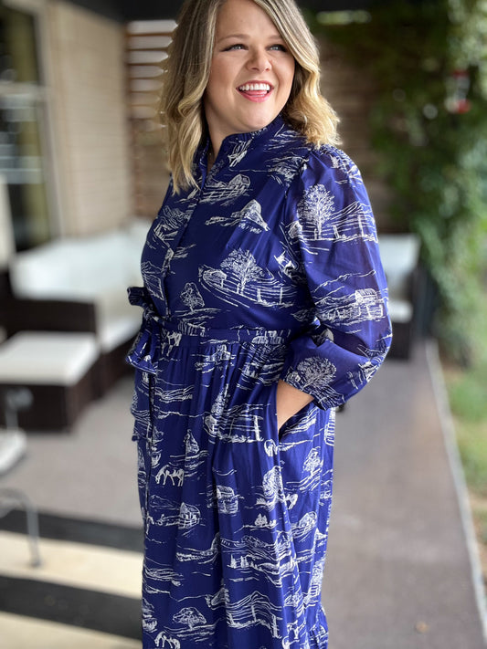 It Takes a Village Plus-Size Toile Maxi Dress