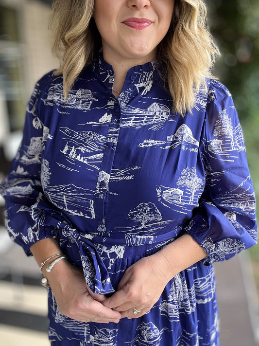 It Takes a Village Plus-Size Toile Maxi Dress