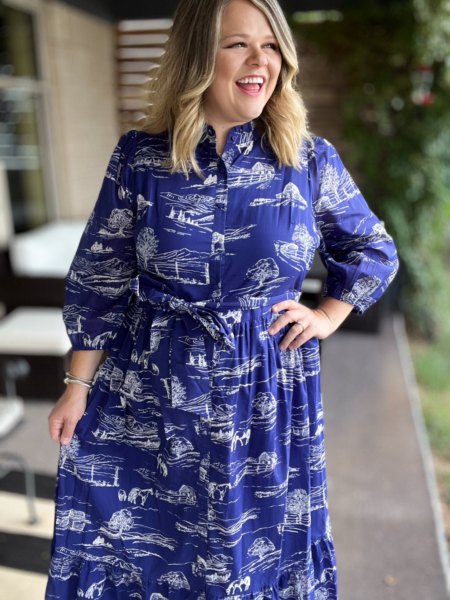 It Takes a Village Plus-Size Toile Maxi Dress