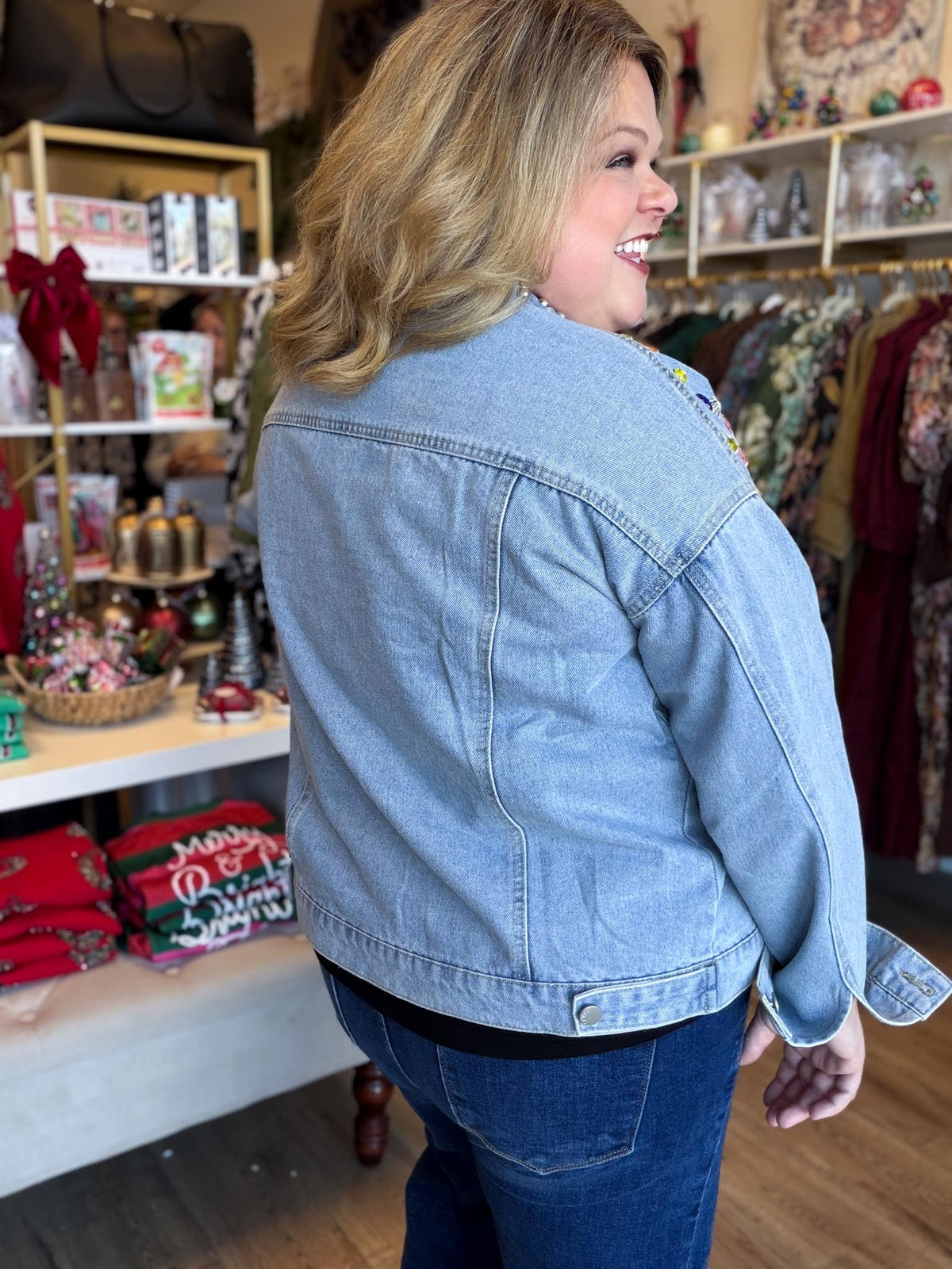 It's a Rhinestone World Light Denim Jewel Jacket