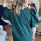 Jaded Curvy Forest Green Top with Cheetah Trim