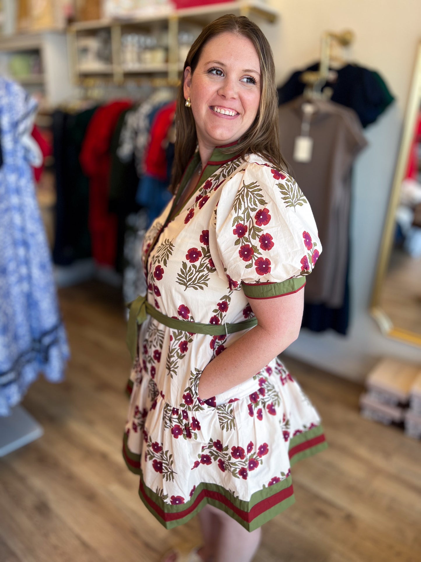 Japanese Tea Gardens Ecru Floral Dress
