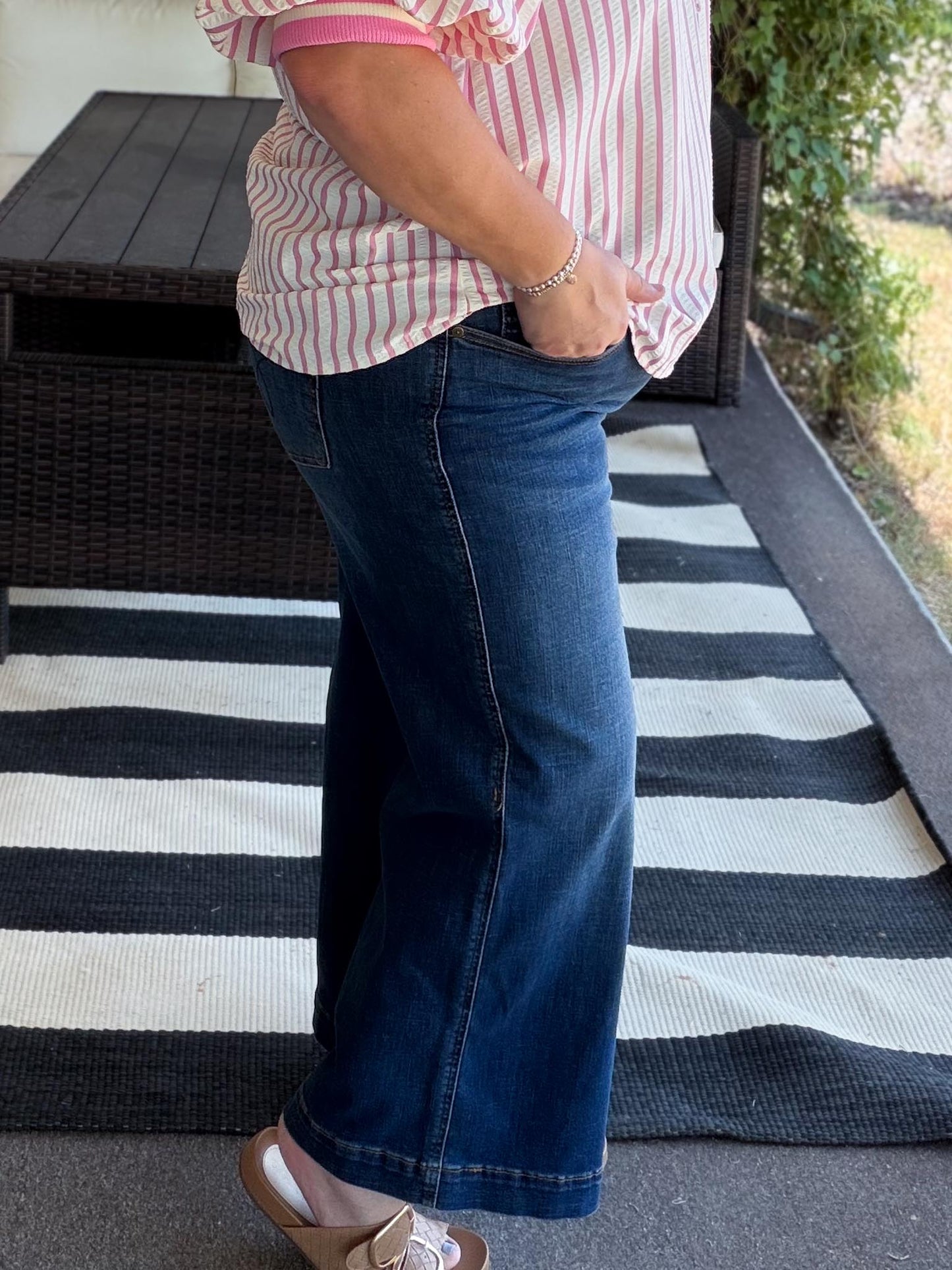 Judy Blue High Waist Claudia Ankle Wide Dark Wash Jeans
