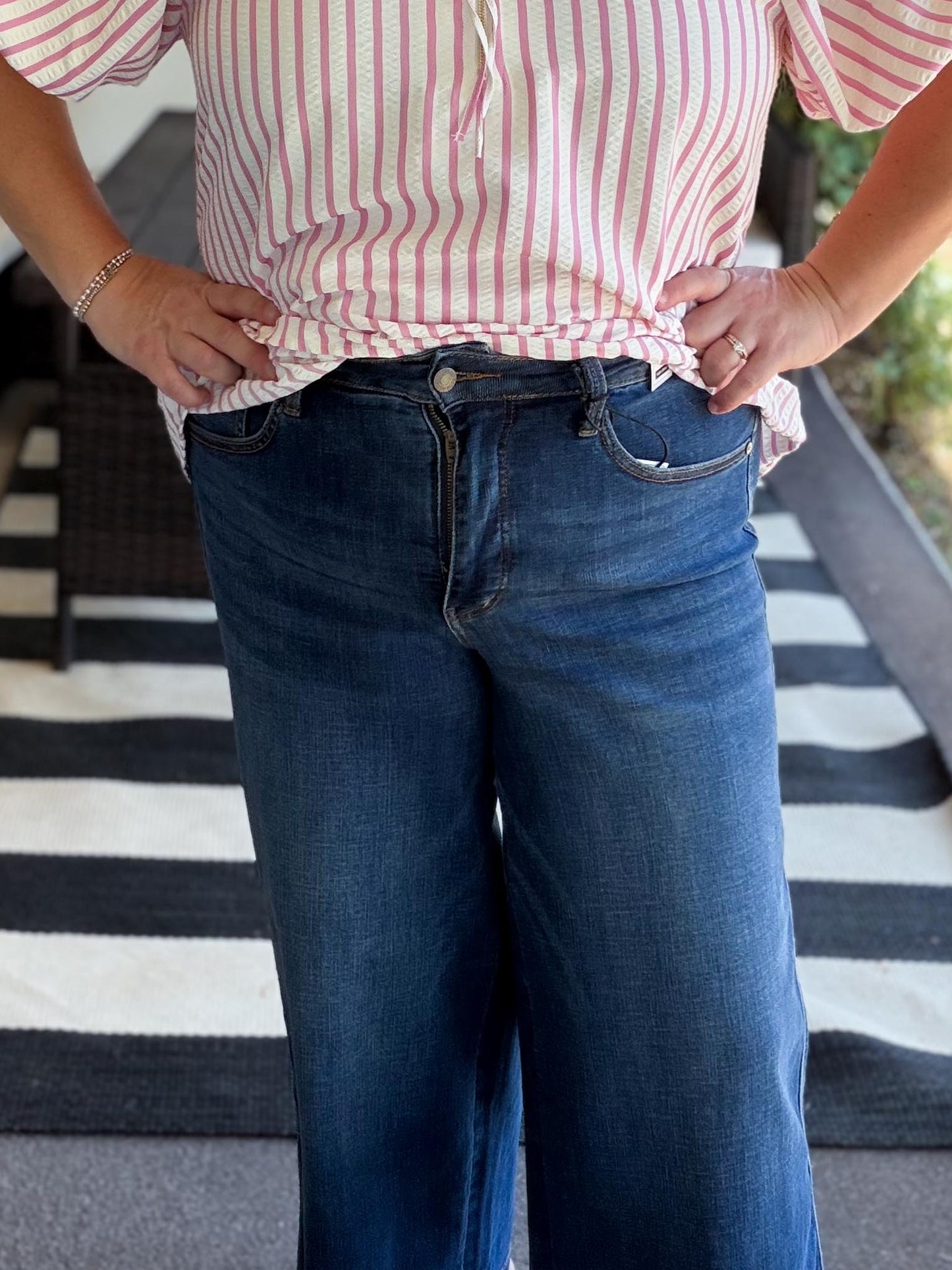 Judy Blue High Waist Claudia Ankle Wide Dark Wash Jeans