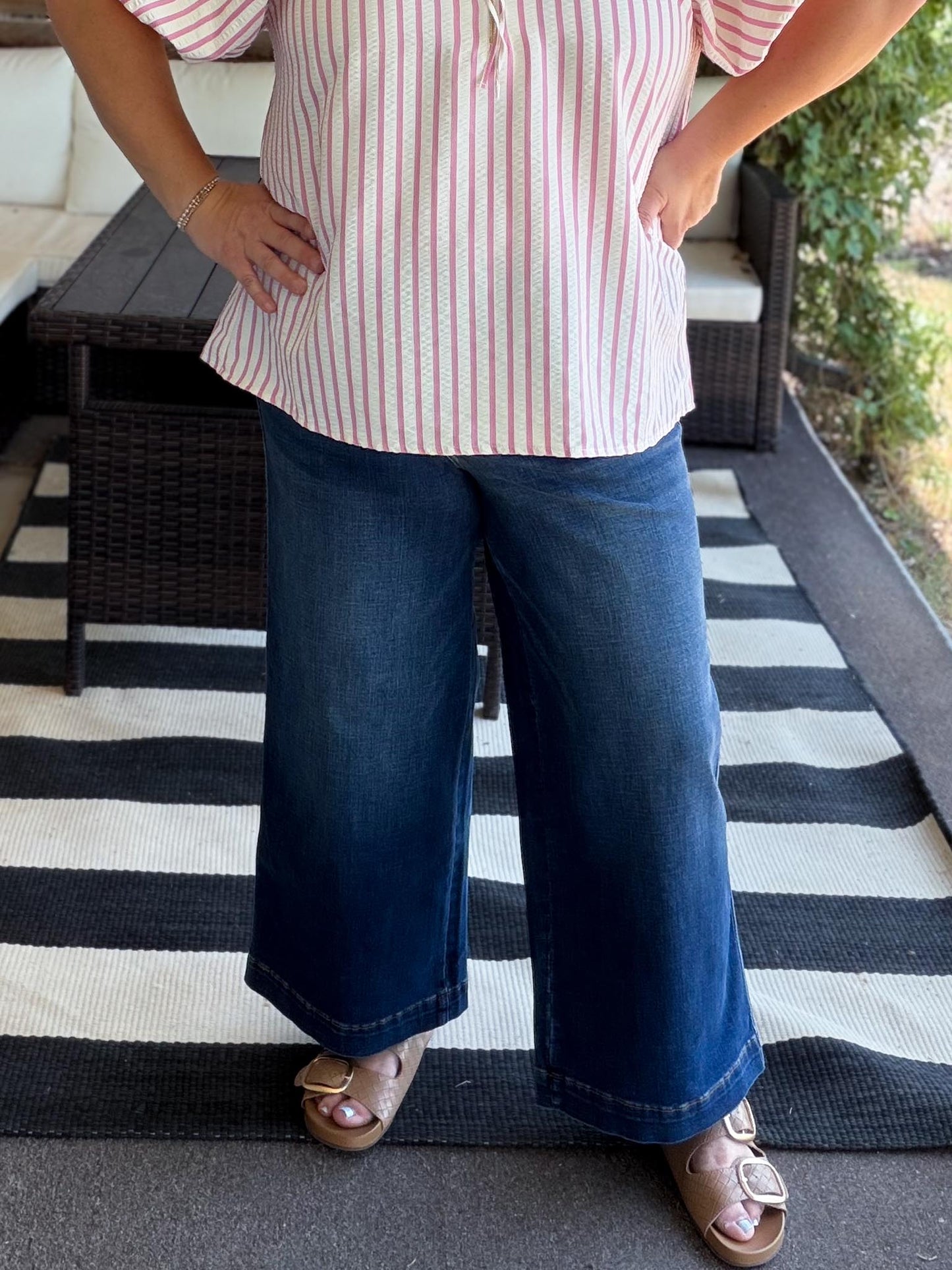 Judy Blue High Waist Claudia Ankle Wide Dark Wash Jeans