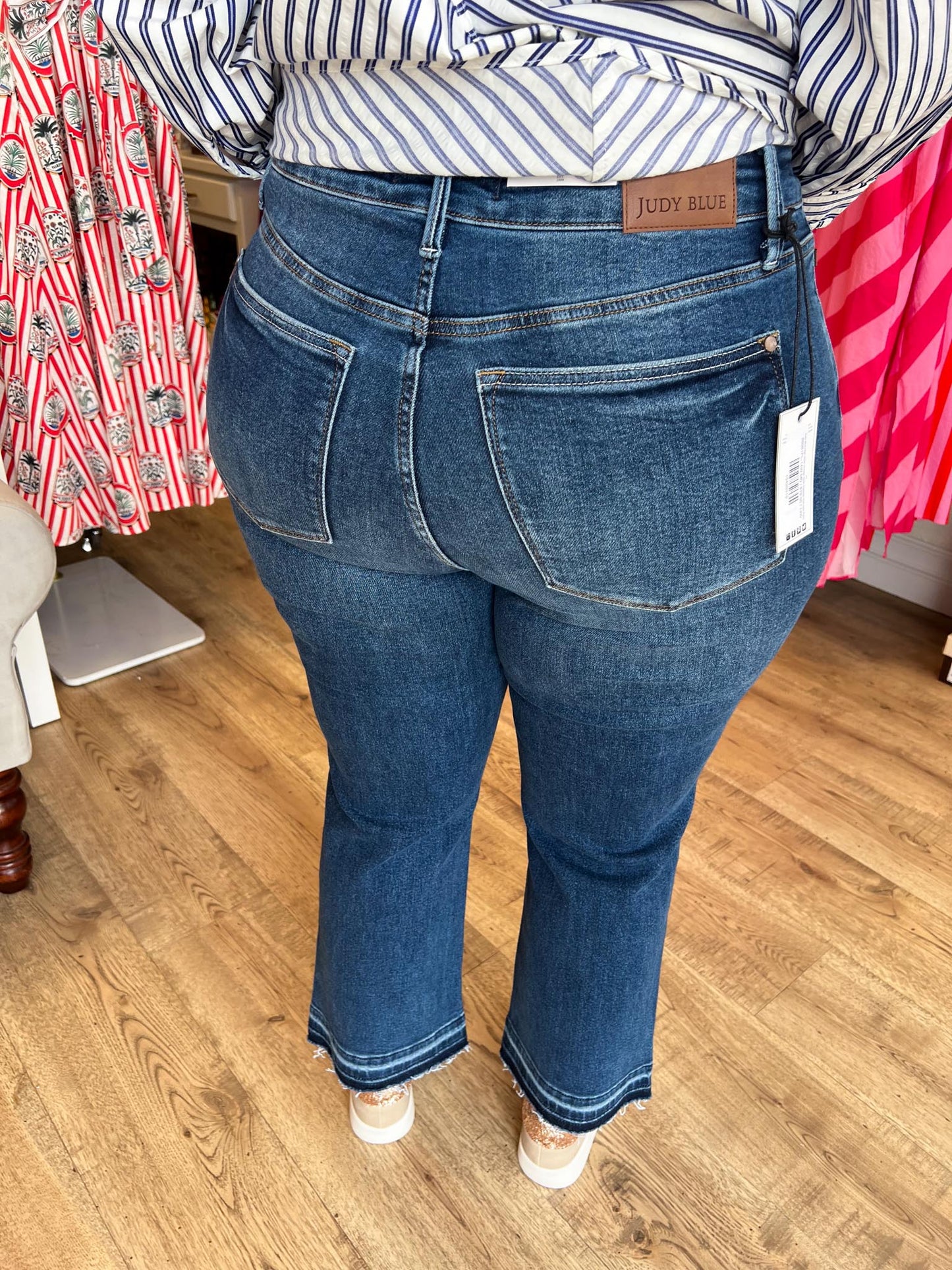 Judy Blue High Waist Vintage Wash Release Hem Kick Flare