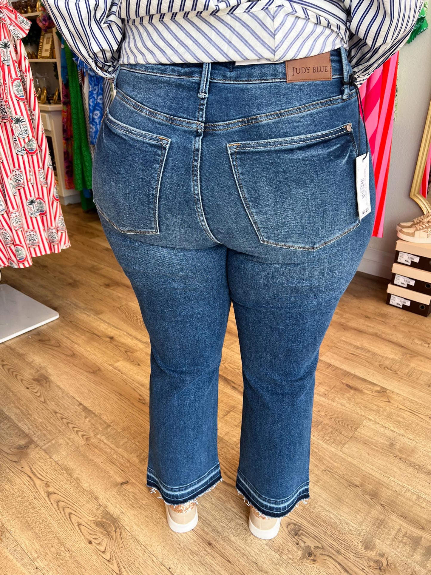 Judy Blue High Waist Vintage Wash Release Hem Kick Flare