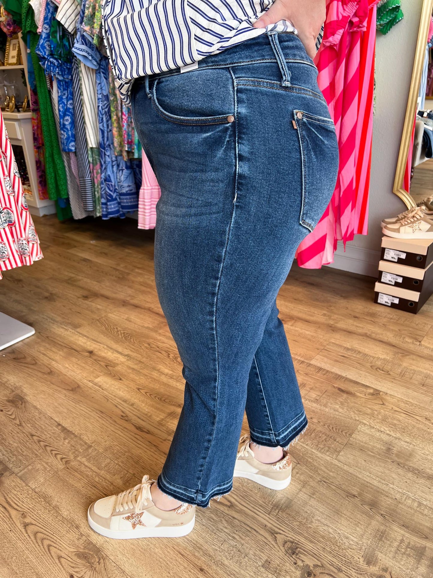 Judy Blue High Waist Vintage Wash Release Hem Kick Flare