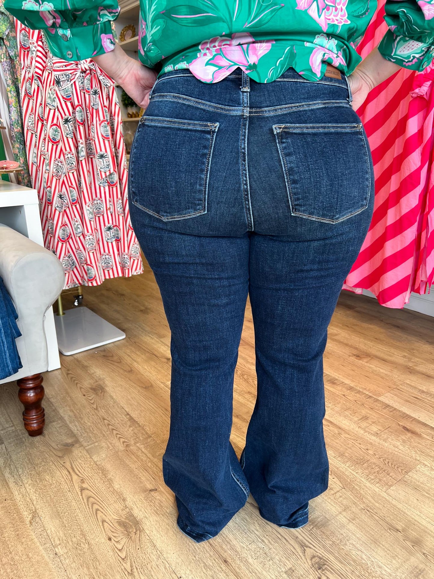 Judy Blue Plus-Size High Waist Dark Wash Flare Jeans