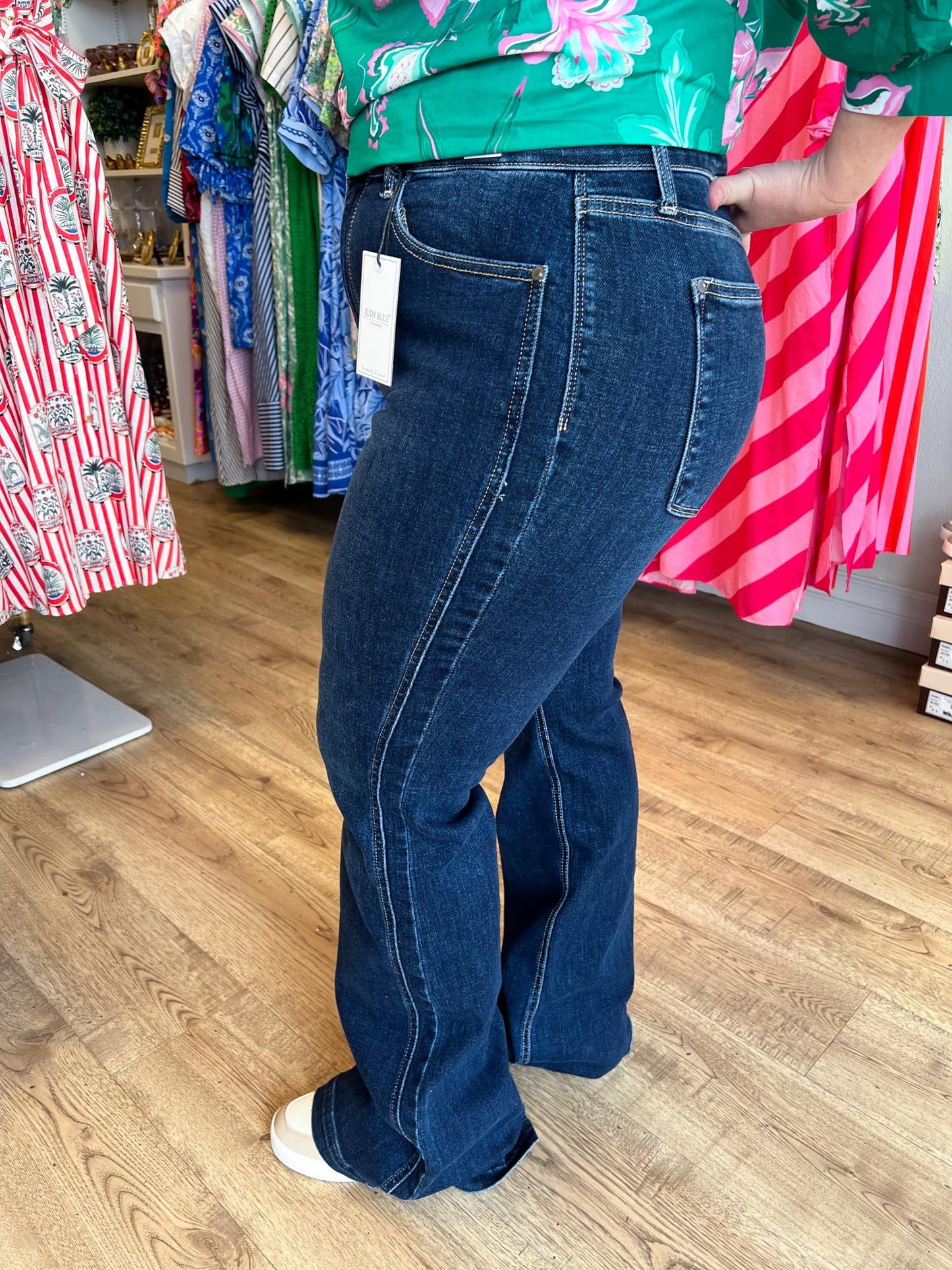 Judy Blue Plus-Size High Waist Dark Wash Flare Jeans