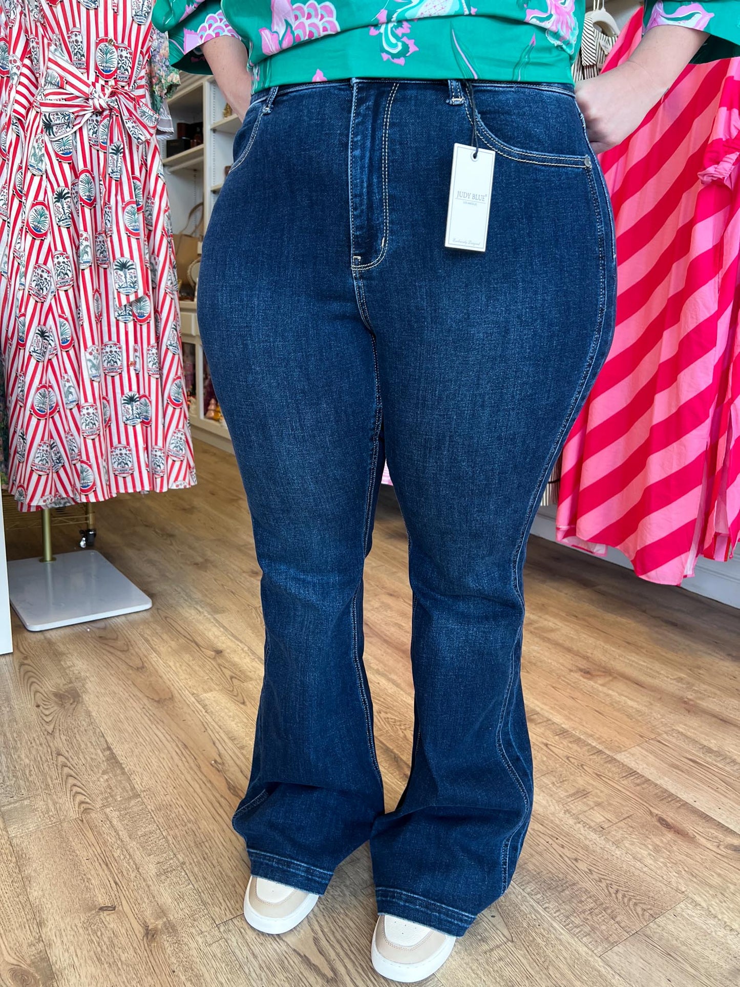 Judy Blue Plus-Size High Waist Dark Wash Flare Jeans