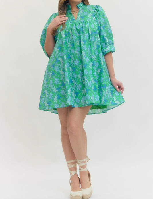 The Belle Jardin Curvy Green Mini Dress