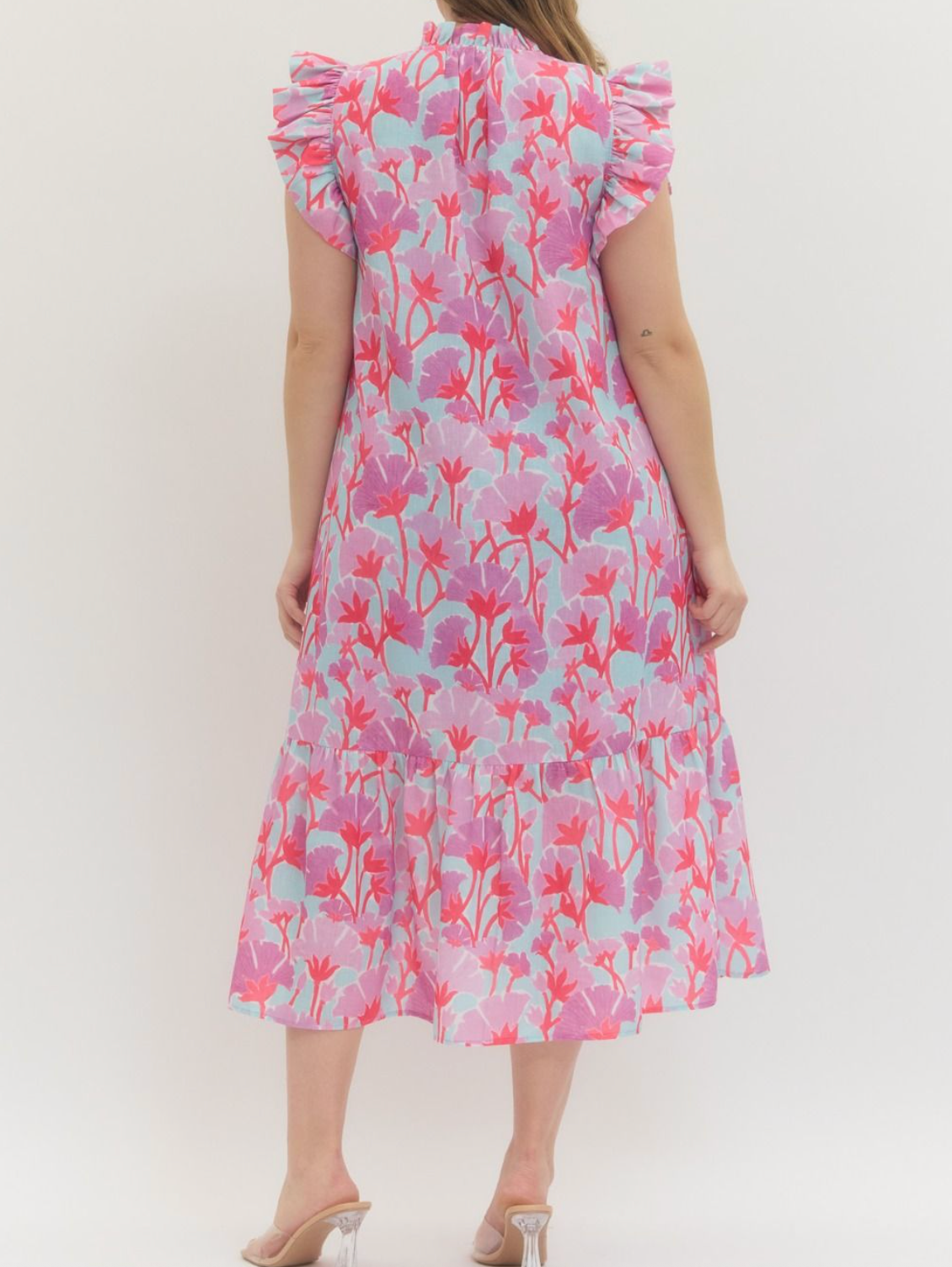 Vivid Bloom Lavender Midi Dress