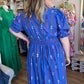 "Bloom Where You are Planted" Curvy Blue Vine Floral Maxi Dress