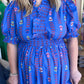 "Bloom Where You are Planted" Curvy Blue Vine Floral Maxi Dress