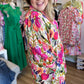 "Wildflower in a Field of Roses' Curvy Floral Contrast Trim Dress