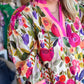 "Wildflower in a Field of Roses' Curvy Floral Contrast Trim Dress