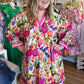 "Wildflower in a Field of Roses' Curvy Floral Contrast Trim Dress