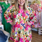 "Wildflower in a Field of Roses' Curvy Floral Contrast Trim Dress