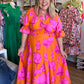 "Blooming Beauty" Curvy Orange & Pink Floral Maxi