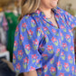 "Playful Periwinkles" Curvy Floral Top