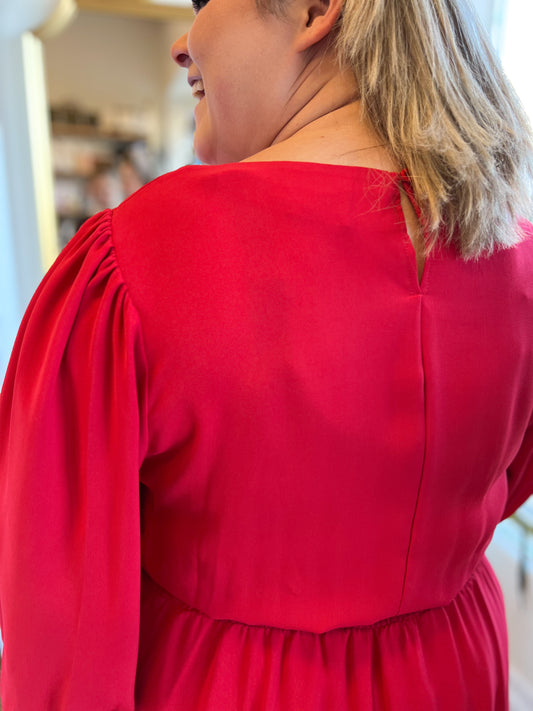 "Hot Date" Red Smocked Dress