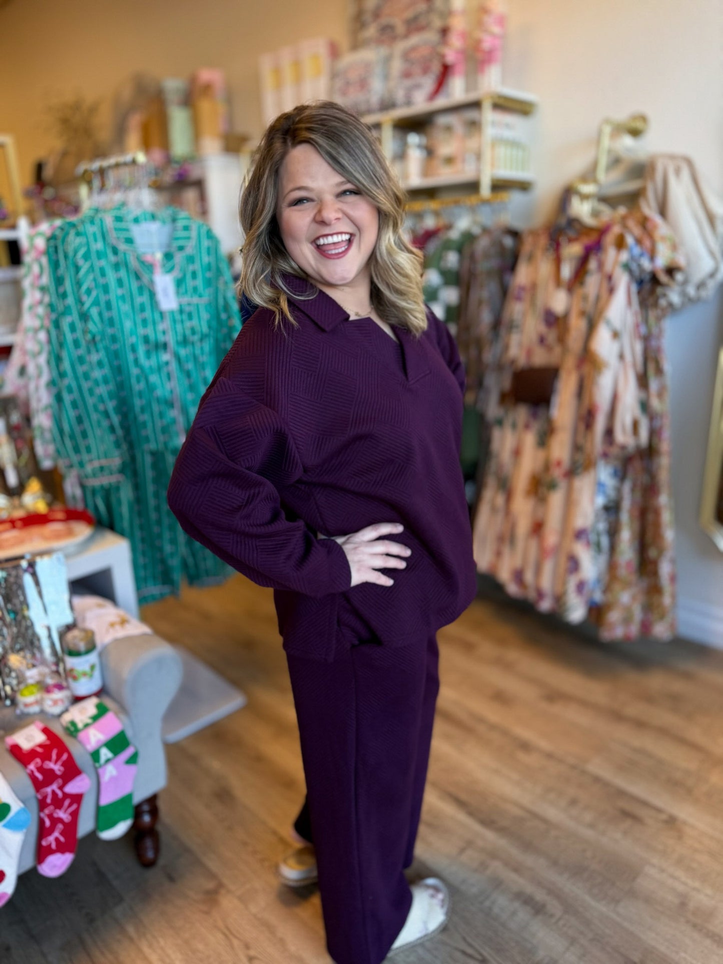 Deeply Madly Truly Plus-Size Purple Textured Set