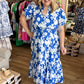 RESTOCKED! "Blissfully Blue" Plus-Size Floral Midi Dress