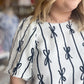 "Bow-tiful Babe" Curvy Cream & Navy Top