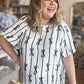 "Bow-tiful Babe" Curvy Cream & Navy Top
