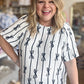 "Bow-tiful Babe" Curvy Cream & Navy Top