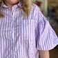 "Classy + Sassy" Plus-Size Lavender Stripe Top