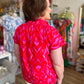 "Colorful Craze" Plus-Size Ikat Mock Neck Top
