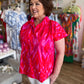 "Colorful Craze" Plus-Size Ikat Mock Neck Top