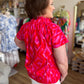 "Colorful Craze" Plus-Size Ikat Mock Neck Top