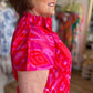 "Colorful Craze" Plus-Size Ikat Mock Neck Top