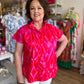 "Colorful Craze" Plus-Size Ikat Mock Neck Top