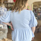 "Nothing But Blue Skies" Curvy Baby Blue Bow-Tie Top
