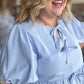 "Nothing But Blue Skies" Curvy Baby Blue Bow-Tie Top