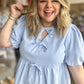 "Nothing But Blue Skies" Curvy Baby Blue Bow-Tie Top