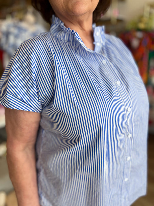 "Stylish Stripes" Plus-Size Striped Mock Neck Top
