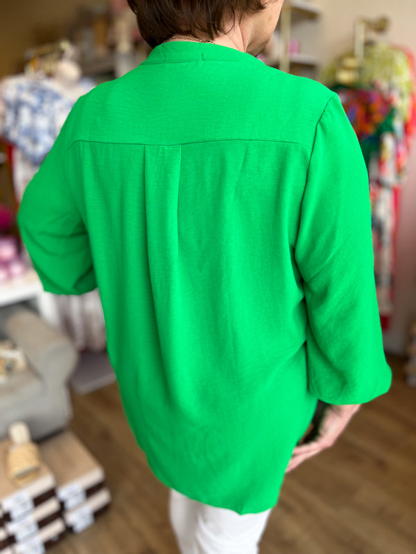 "Sweet Grace" Curvy Green Blouse